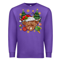 Purple Christmas highland cow Premium Sweatshirt - MaliasSmallBusiness