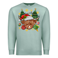 Seafoam Christmas highland cow Premium Sweatshirt - MaliasSmallBusiness