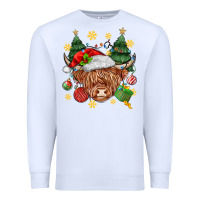 White Christmas highland cow Premium Sweatshirt - MaliasSmallBusiness