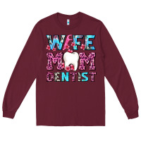 Burgundy Wife Mom Dentist With Tooth And Floss Long Sleeve Tee - AdoDesignShop