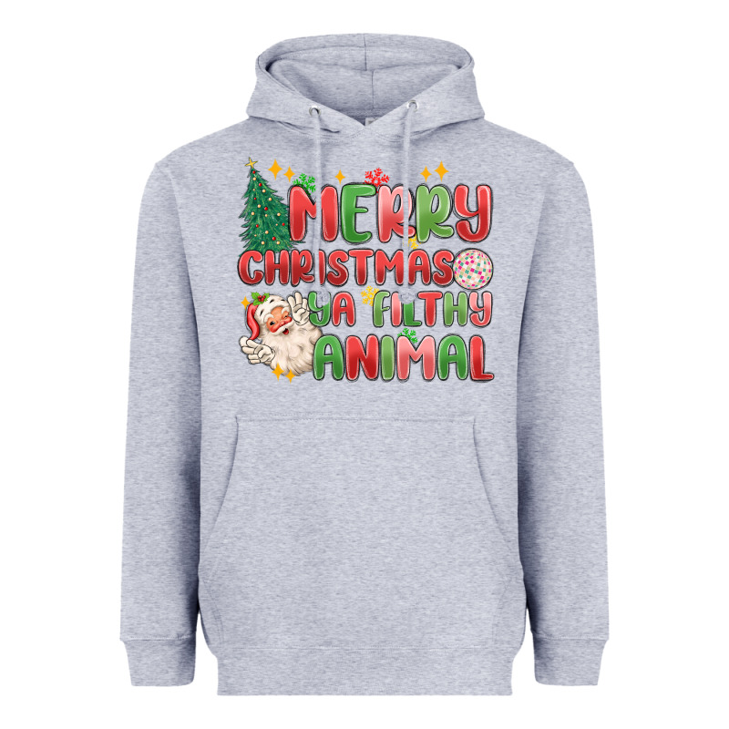 Merry Christmas Ya Filthy Animal Heavyweight Hoodie by MaliasSmallBusiness | Teevron