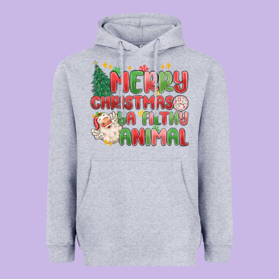 Merry Christmas Ya Filthy Animal Heavyweight Hoodie Designed By Maliassmallbusiness