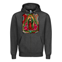 Charcoal Heather our lady of guadalupe christmas Zipper Hoodie - Jasminsmagicworld