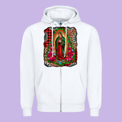 Our Lady Of Guadalupe Christmas Zipper Hoodie Designed By Jasminsmagicworld