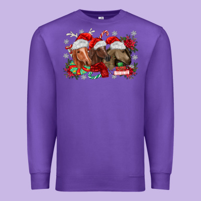 Christmas Horses Premium Sweatshirt Designed By Maliassmallbusiness