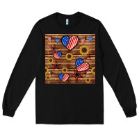 Black 4th of july hearts seamless pattern Long Sleeve Tee - BundleAndBundleShop