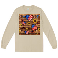 Mushroom 4th of july hearts seamless pattern Long Sleeve Tee - BundleAndBundleShop