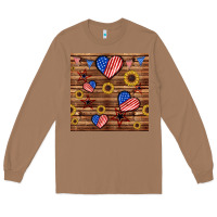 Toasted Coconut 4th of july hearts seamless pattern Long Sleeve Tee - BundleAndBundleShop