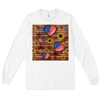 White 4th of july hearts seamless pattern Long Sleeve Tee - BundleAndBundleShop