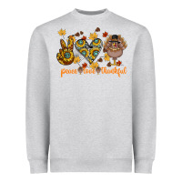 Heather Grey Peace Love Thankful Heavyweight Sweatshirt - CowhideDigitalArt
