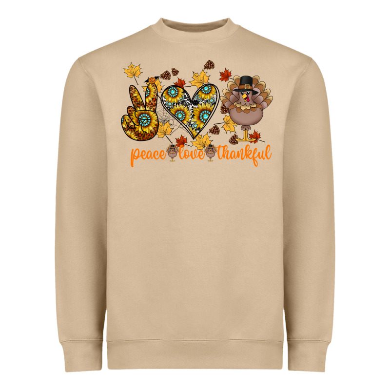 Peace Love Thankful Heavyweight Sweatshirt by CowhideDigitalArt | Teevron