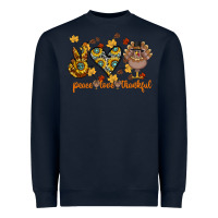 Navy Peace Love Thankful Heavyweight Sweatshirt - CowhideDigitalArt