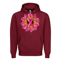 Burgundy cancer ribbon sunflower Zipper Hoodie - NancyCooperArtShop