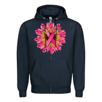 Navy cancer ribbon sunflower Zipper Hoodie - NancyCooperArtShop