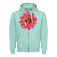 Seafoam cancer ribbon sunflower Zipper Hoodie - NancyCooperArtShop