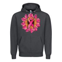 Smoke cancer ribbon sunflower Zipper Hoodie - NancyCooperArtShop