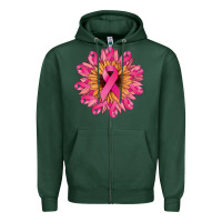 Sports Green cancer ribbon sunflower Zipper Hoodie - NancyCooperArtShop