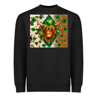 Black St. Patrick's Day Highland cow Heavyweight Sweatshirt - Neo Western
