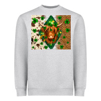 Heather Grey St. Patrick's Day Highland cow Heavyweight Sweatshirt - Neo Western