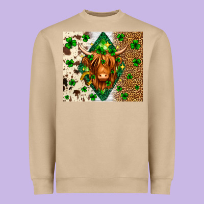 St. Patrick's Day Highland Cow Heavyweight Sweatshirt Designed By Neo Western