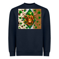 Navy St. Patrick's Day Highland cow Heavyweight Sweatshirt - Neo Western
