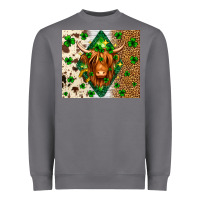 Storm St. Patrick's Day Highland cow Heavyweight Sweatshirt - Neo Western