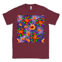Burgundy pumpkin flower halloween seamless pattern Classic Tee - BundleAndBundleShop