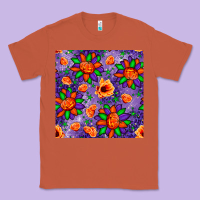 Pumpkin Flower Halloween Seamless Pattern Classic Tee Designed By Bundleandbundleshop
