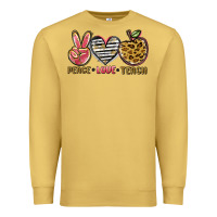 Antique Gold peace love teach Premium Sweatshirt - NancyCooperArtShop