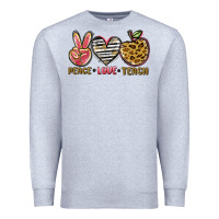 Heather Grey peace love teach Premium Sweatshirt - NancyCooperArtShop