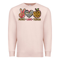 Pale Pink peace love teach Premium Sweatshirt - NancyCooperArtShop