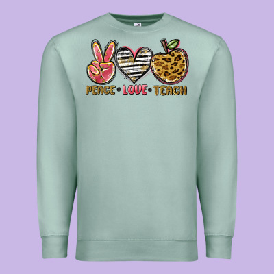 Peace Love Teach Premium Sweatshirt Designed By Nancycooperartshop