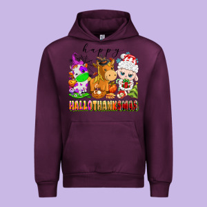 Happy Hallothanksmas Farm Animals Urban Hoodie Designed By Texasbilliewilder