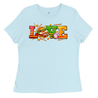Baby Blue love with hamburger Ladies Tee - AdoDesignShop