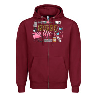 Burgundy Western Nurse Life Zipper Hoodie - LillyAllenDesigns