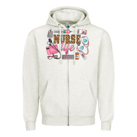 Oatmeal Heather Western Nurse Life Zipper Hoodie - LillyAllenDesigns
