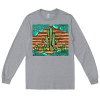 Heather Grey cactus gemstone Long Sleeve Tee - JahusDesignShop
