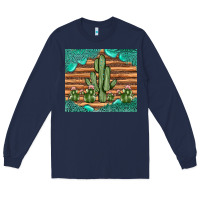 Navy cactus gemstone Long Sleeve Tee - JahusDesignShop