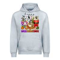 Heather Grey happy hallothanksmas skeleton coffee cups Urban Hoodie - texasbilliewilder