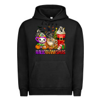 Pigment Black happy hallothanksmas skeleton coffee cups Urban Hoodie - texasbilliewilder