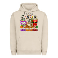 Pigment French Oak happy hallothanksmas skeleton coffee cups Urban Hoodie - texasbilliewilder