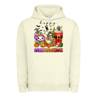 Pigment Pistachio happy hallothanksmas skeleton coffee cups Urban Hoodie - texasbilliewilder