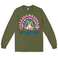 Army Green easter egg bunny rainbow Long Sleeve Tee - AdoDesignShop