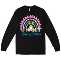 Black easter egg bunny rainbow Long Sleeve Tee - AdoDesignShop