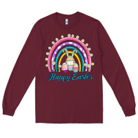 Burgundy easter egg bunny rainbow Long Sleeve Tee - AdoDesignShop