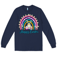 Navy easter egg bunny rainbow Long Sleeve Tee - AdoDesignShop