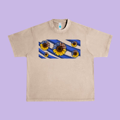 American Flag Sunflowers 16oz Libbey Cup Urban Heavy Tee Designed By Hra Design Shop