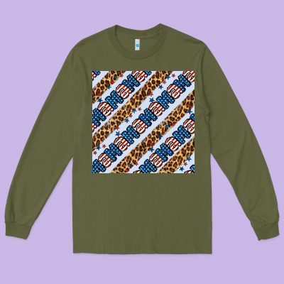 American Mama Leopard Seamless Pattern Long Sleeve Tee Designed By Bundleandbundleshop