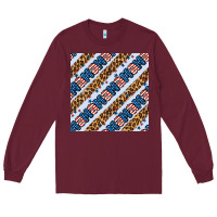 Burgundy american mama leopard seamless pattern Long Sleeve Tee - BundleAndBundleShop