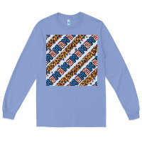 Colony Blue american mama leopard seamless pattern Long Sleeve Tee - BundleAndBundleShop